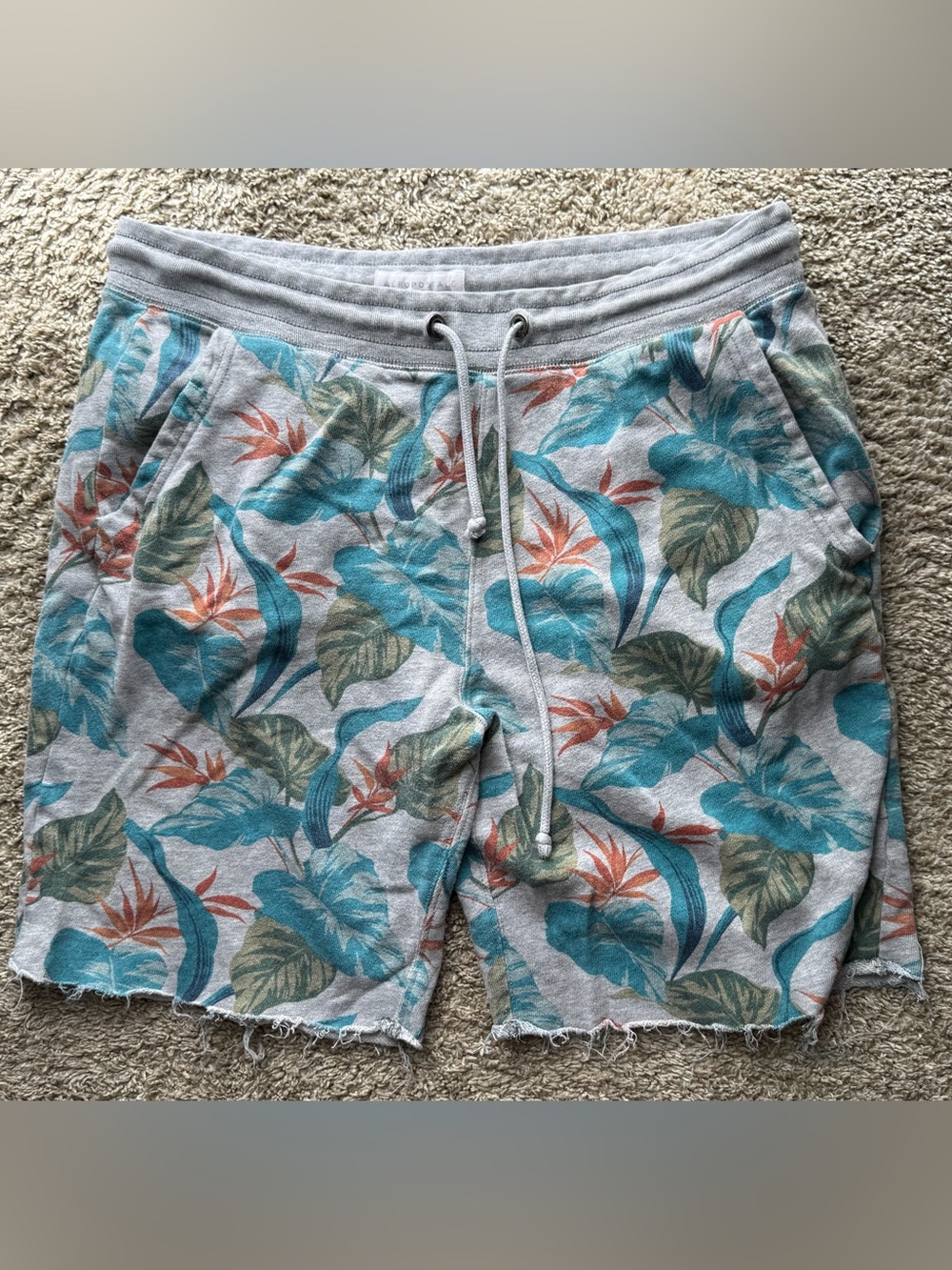 Aeropostale Tropical Floral Raw Hem Fleece Sweat Shorts Men’s Medium